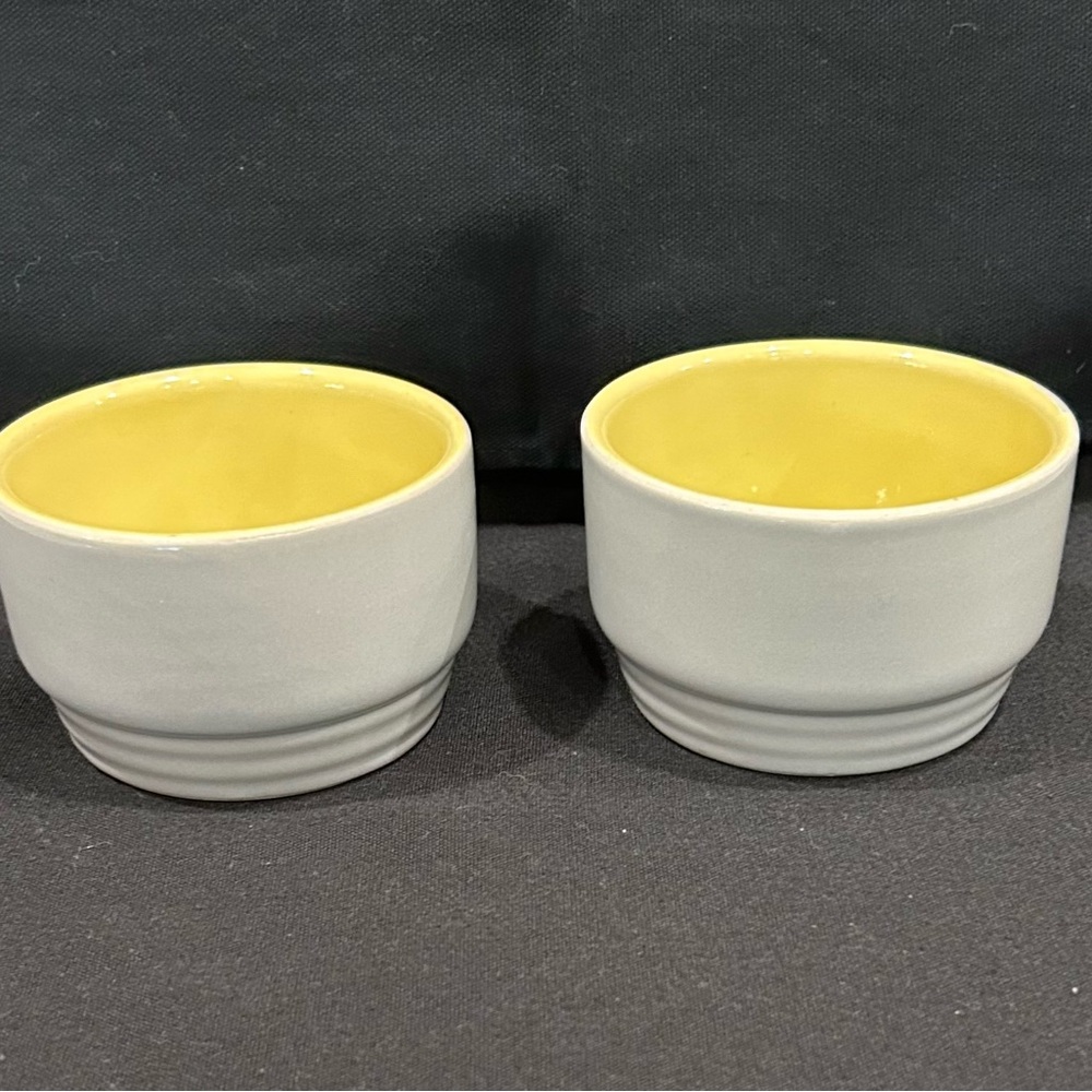 Vintage GE HALL Ovenware Refrigerator Ware Yellow Grey 1930s